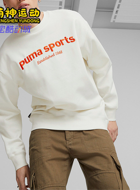 Puma/彪马正品2025男士休闲刺绣字母加绒圆领运动卫衣625312-65