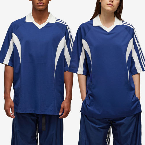 Adidas阿迪达斯正品Y-3中性足球短袖条纹翻领运动POLO衫JM8338