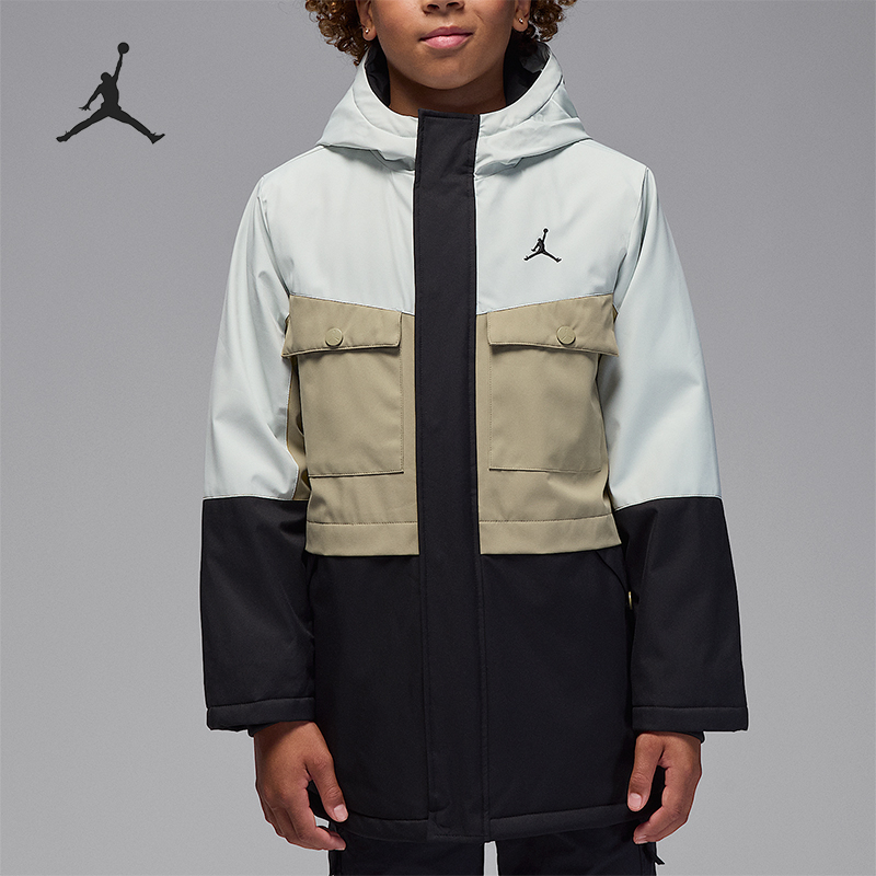 Nike/耐克正品Jordan 大童风帽三防户外保暖时尚夹克IQ2794-010