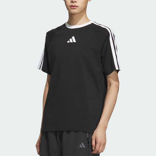 Adidas/阿迪达斯正品夏季新款男士透气经典三条纹短袖T恤KC1496