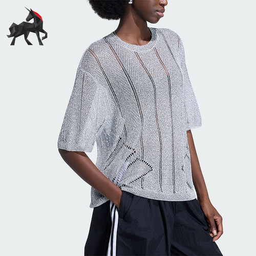 Adidas/阿迪达斯正品三叶草女士镂空运动经典宽松短袖T恤KZ5061