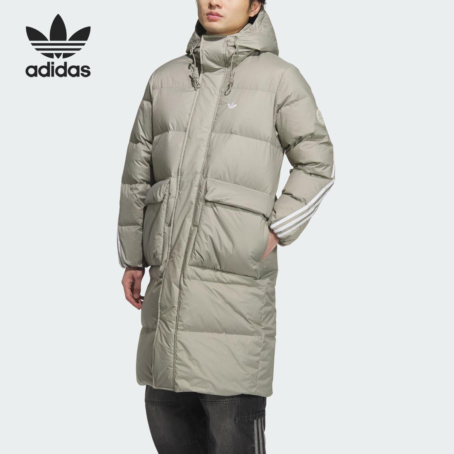 Adidas/阿迪达斯正品三叶草男女保暖长款运动羽绒服KF3698