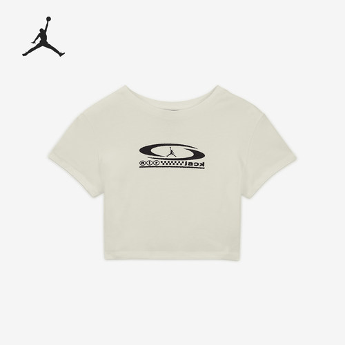 Nike/耐克正品JORDAN女士半截袖圆领印花针织短袖FQ7806-133
