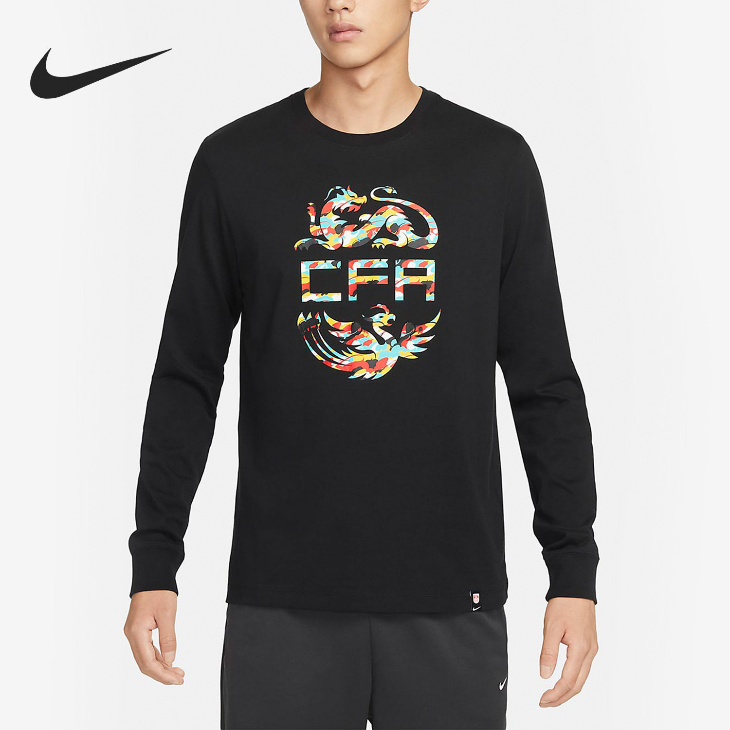 Nike/耐克官方正品中国队男子足球训练运动圆领长袖T恤DJ1918-010