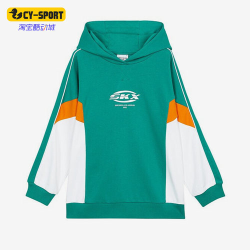 Skechers/斯凯奇正品新款儿童时尚拼色宽松连帽套头卫衣P122B019