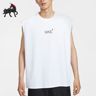 Nike/耐克正品夏季男士字母宽松柔软针织印花运动背心IH9266-100