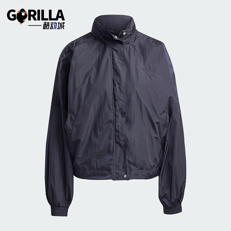 Adidas/阿迪达斯正品三叶草女士梭织立领拉链运动夹克外套JD2583