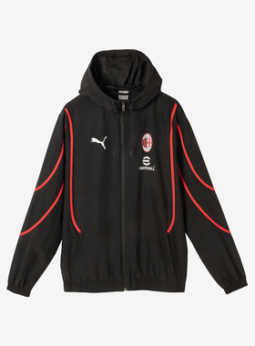 Puma/彪马官方正品AC米兰赛前热身男士足球运动连帽外套777716-04
