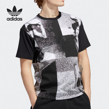 Adidas/阿迪达斯官方正品三叶草男子印花休闲运动短袖T恤 GD2120