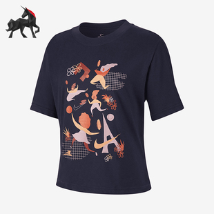 Nike 2025女士套头圆领印花运动透气耐穿短袖 DD9629 451 耐克正品
