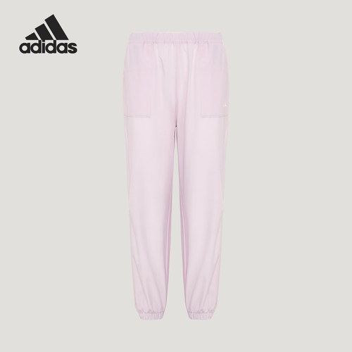Adidas/阿迪达斯正品2026儿童休闲凉感梭织简约束脚长裤KZ2767