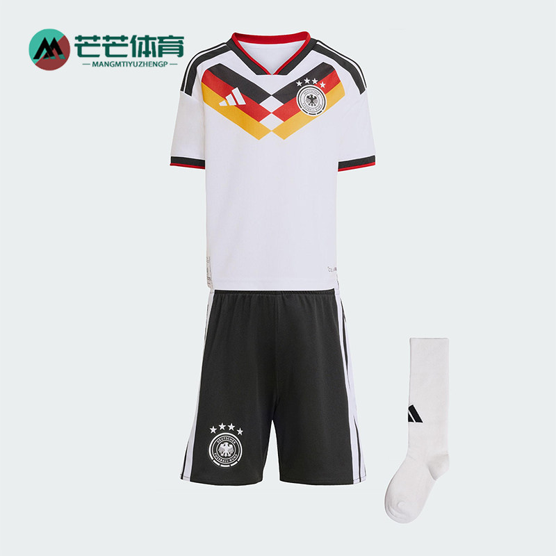Adidas/阿迪达斯正品2025小童运动V领套头耐穿透气足球套装JZ4561