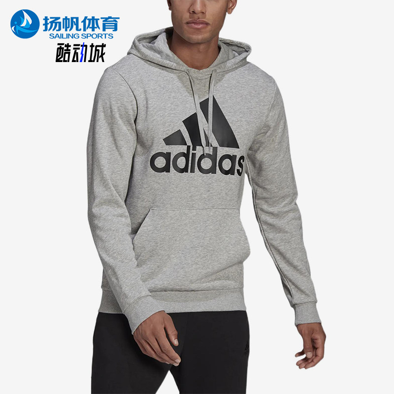Adidas/阿迪达斯正品印花连帽男灰色休闲经典舒适轻便卫衣GK9541