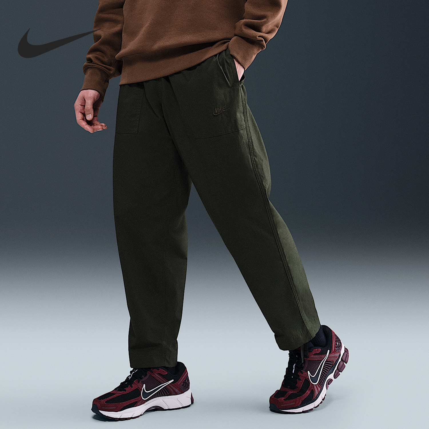 Nike/耐克正品Club男士休闲复古宽松轻盈梭织长裤FN3097-355