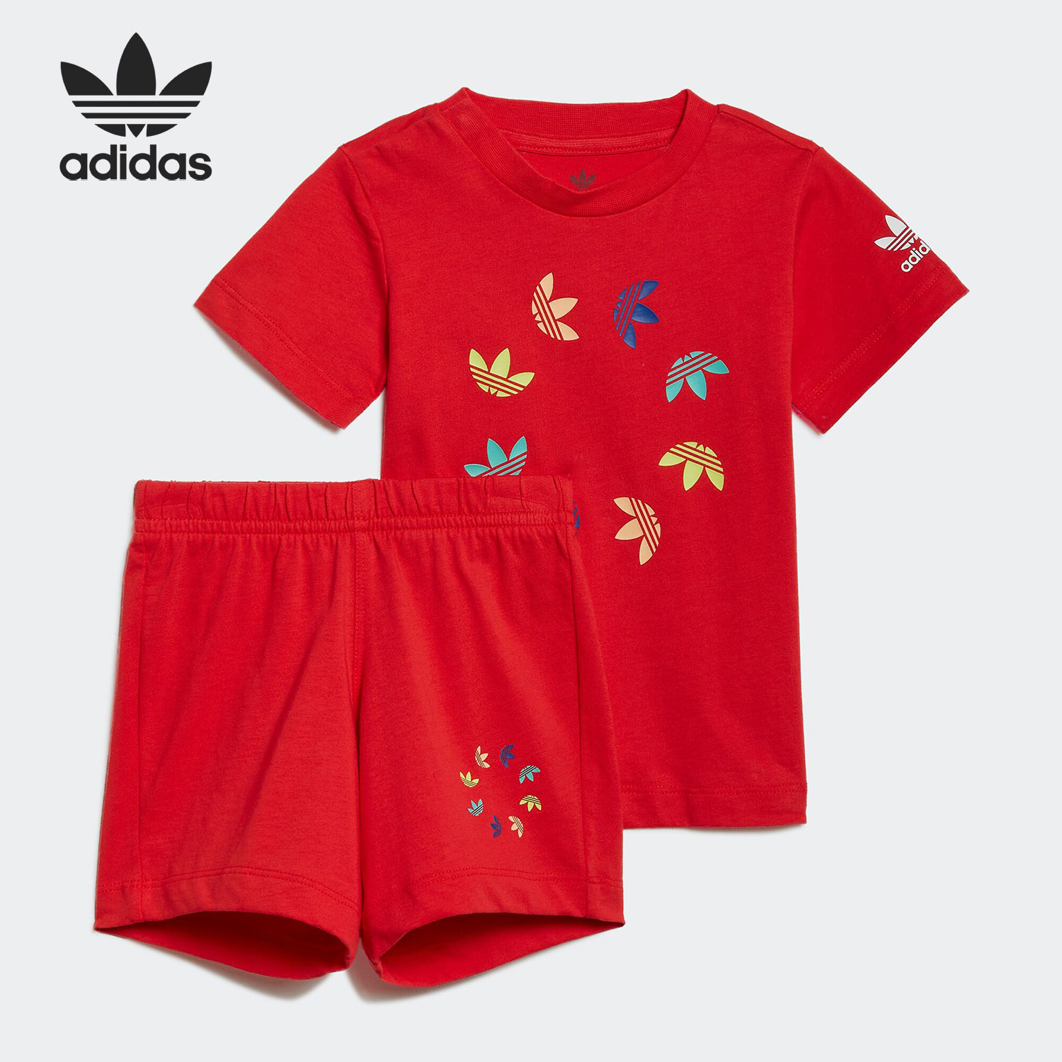 Adidas/阿迪达斯正品三叶草婴童休闲居家运动短袖套装HE6853