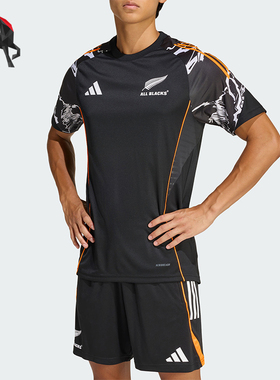 Adidas/阿迪达斯正品新款男黑橙色训练健身经典舒爽短袖T恤JV9966