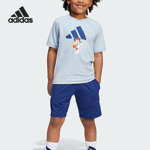 Adidas/阿迪达斯正品2025夏季款小童针织经典运动卡通套装JF3621