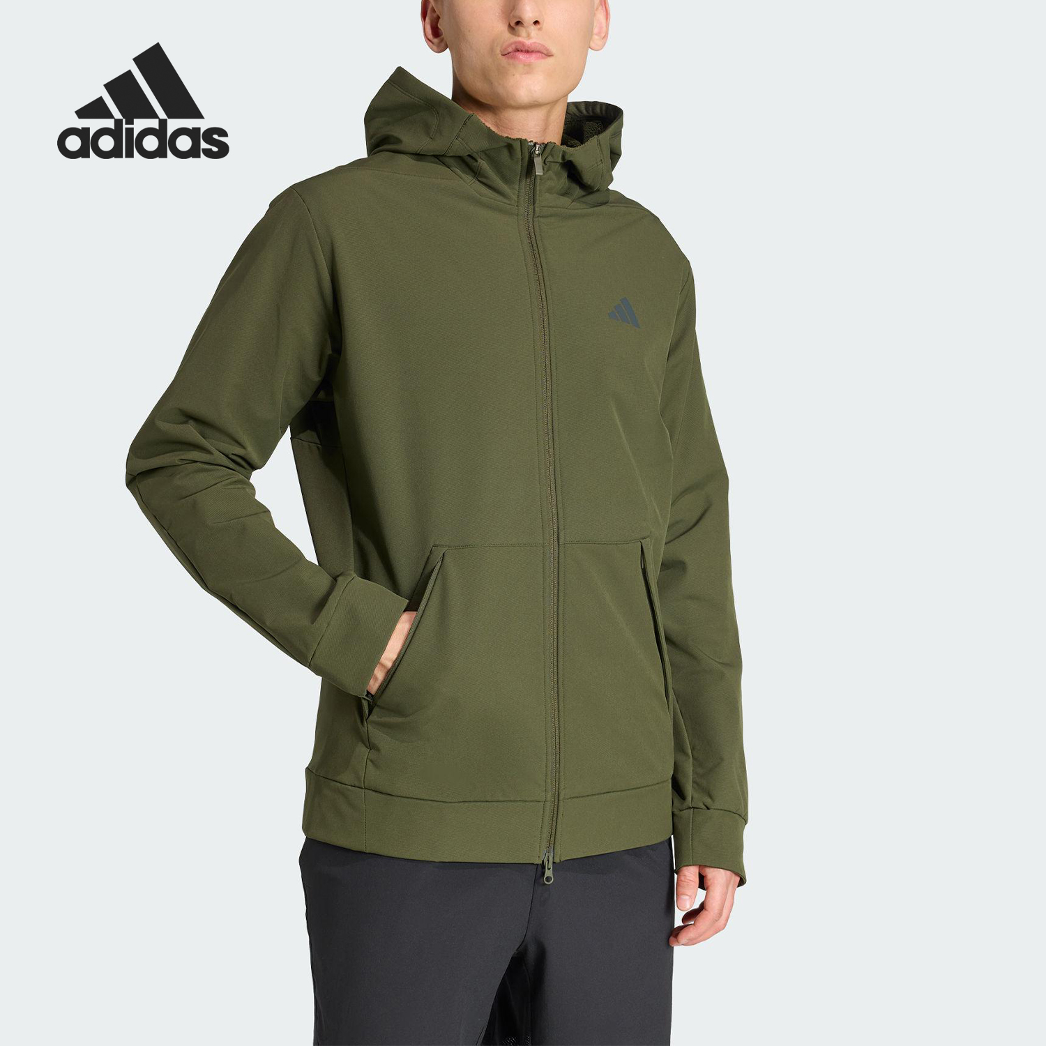 阿迪达斯男士连帽梭织运动外套