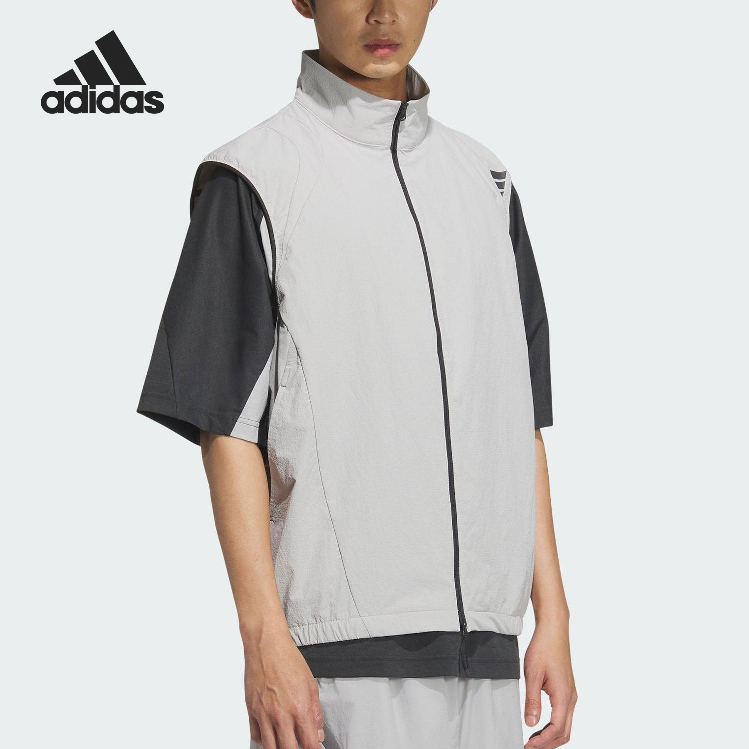 Adidas/阿迪达斯正品2025夏季款男士立领宽松梭织马甲KB4624