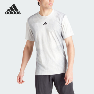 网球印花男士 Adidas 新款 圆领T恤IP1932 阿迪达斯官方正品 运动短袖