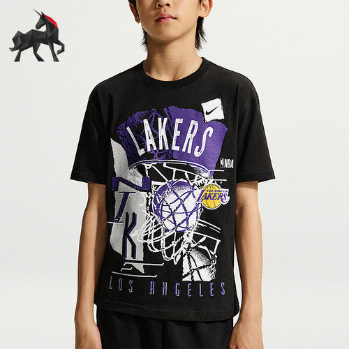 Nike/耐克正品Courtside  NBA 大童复古风经典短袖T恤IV0470-010