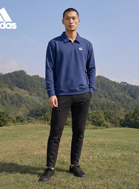 Adidas/阿迪达斯正品三叶草男士运动翻领套头日常卫衣JX8173