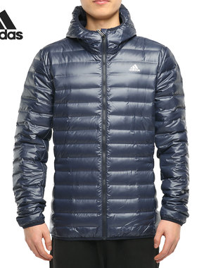 Adidas/阿迪达斯官方正品男子时尚连帽户外运动保暖羽绒服 DX0785