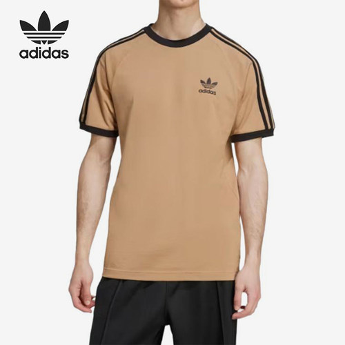 Adidas/阿迪达斯正品三叶草男士三条纹圆领修身短袖T恤JY1370