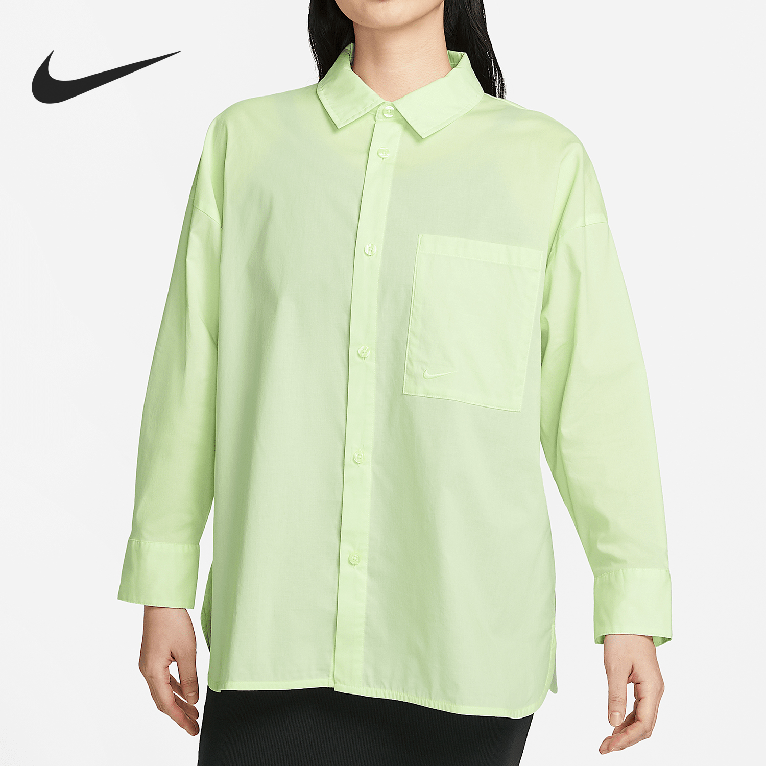 耐克女士简约刺绣休闲衬衫