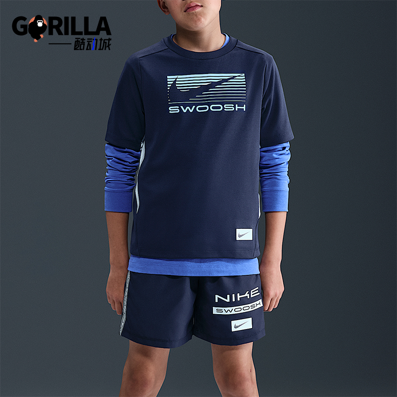 Nike/耐克正品Dri-FIT大童运动印花透气休闲耐穿短袖HJ3743-410