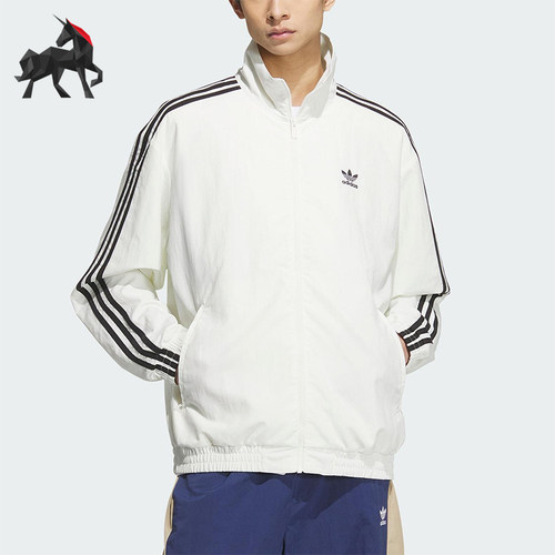 Adidas/阿迪达斯正品三叶草男士经典立领三条纹梭织外套KC1455