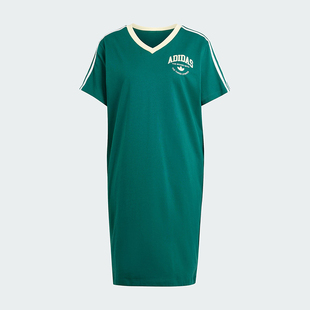 DRESS女士运动短袖 26夏VRCT V领连衣裙IR6042 阿迪达斯正品 Adidas