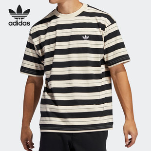条纹运动男子短袖 Adidas 三叶草夏季 T恤 阿迪达斯官方正品 GL9913