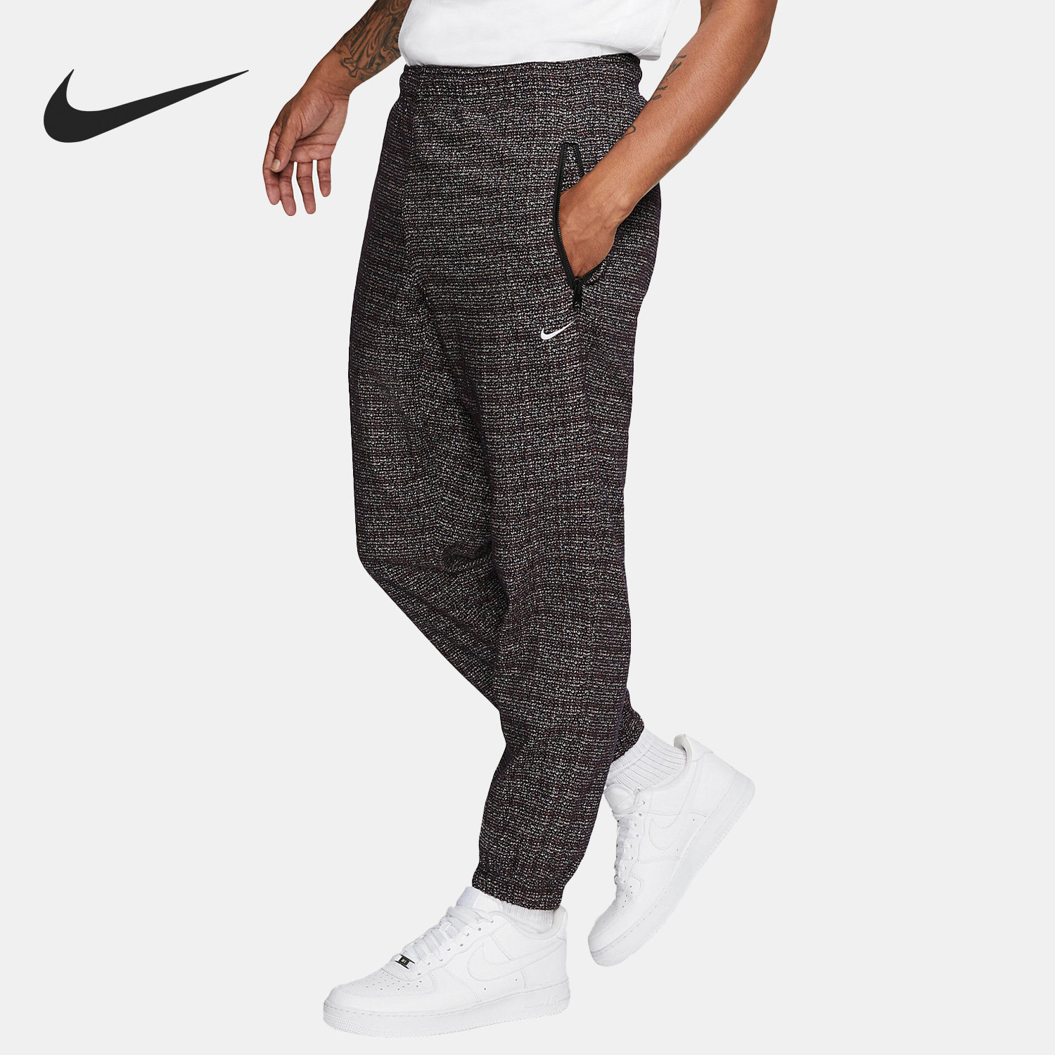 Nike/耐克正品Classic Sport男子意产格子纱线长裤CJ0804-010