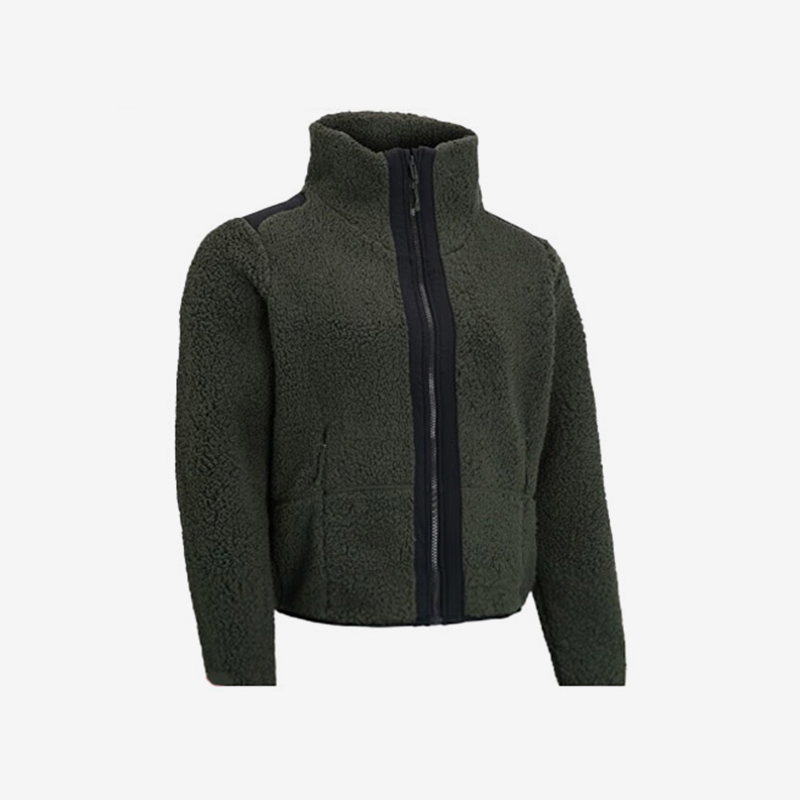 UA/安德玛正品运动女士加绒复古拉链立领针织夹克外套1357479-310