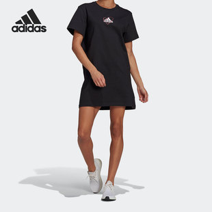 Adidas/阿迪达斯正品2021新款女子运动休闲圆领长款短袖T恤GJ6523