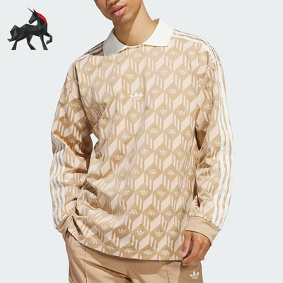 Adidas/阿迪达斯正品三叶草男女宽松休闲经典印花翻领卫衣JP2098