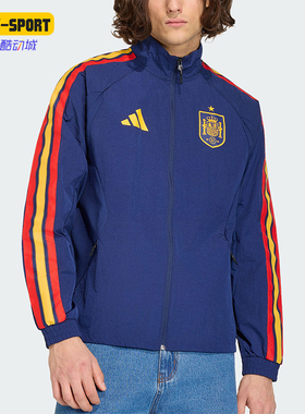 Adidas/阿迪达斯正品西班牙队足球运动经典男士立领外套JZ2253
