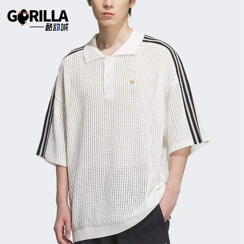 Adidas/阿迪达斯正品三叶草男士运动宽松休闲透气翻领短袖KF0403