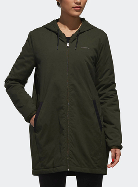 Adidas/阿迪达斯正品冬新款NEO女款茄克外套长款防风衣DW8350