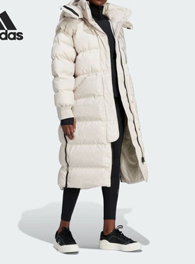Adidas/阿迪达斯正品新款女士长款运动连帽拉链棉服外套IP1361