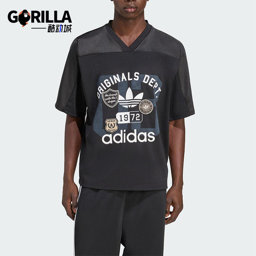 Adidas/阿迪达斯正品三叶草男士运动经典足球V领宽松短袖KD6252