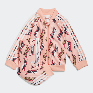 Adidas/阿迪达斯正品三叶草 新款卡通条纹婴幼童运动套装 GN2229