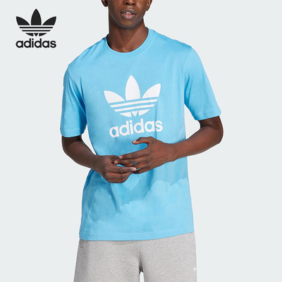 Adidas/阿迪达斯正品三叶草男士圆领logo印花透气运动T恤IR7980