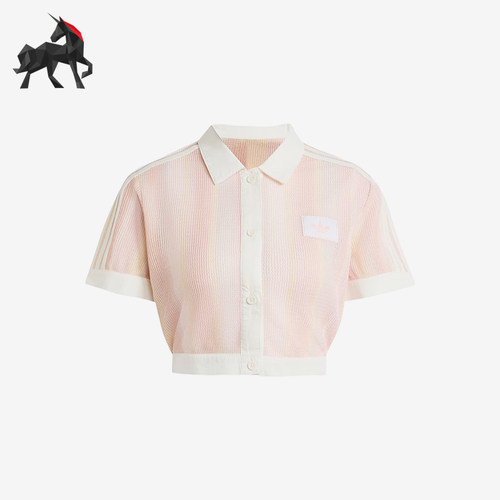 Adidas/阿迪达斯正品三叶草女士单排扣短款运动POLO衫KY8140