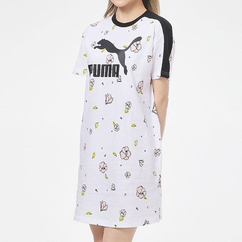Puma/彪马官方正品夏季新款女士印花透气针织运动连衣裙532044-02