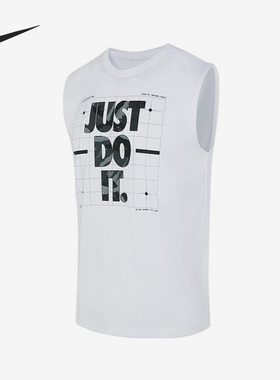 Nike/耐克官方正品新款男子透气圆领印花训练运动背心FJ2449-100