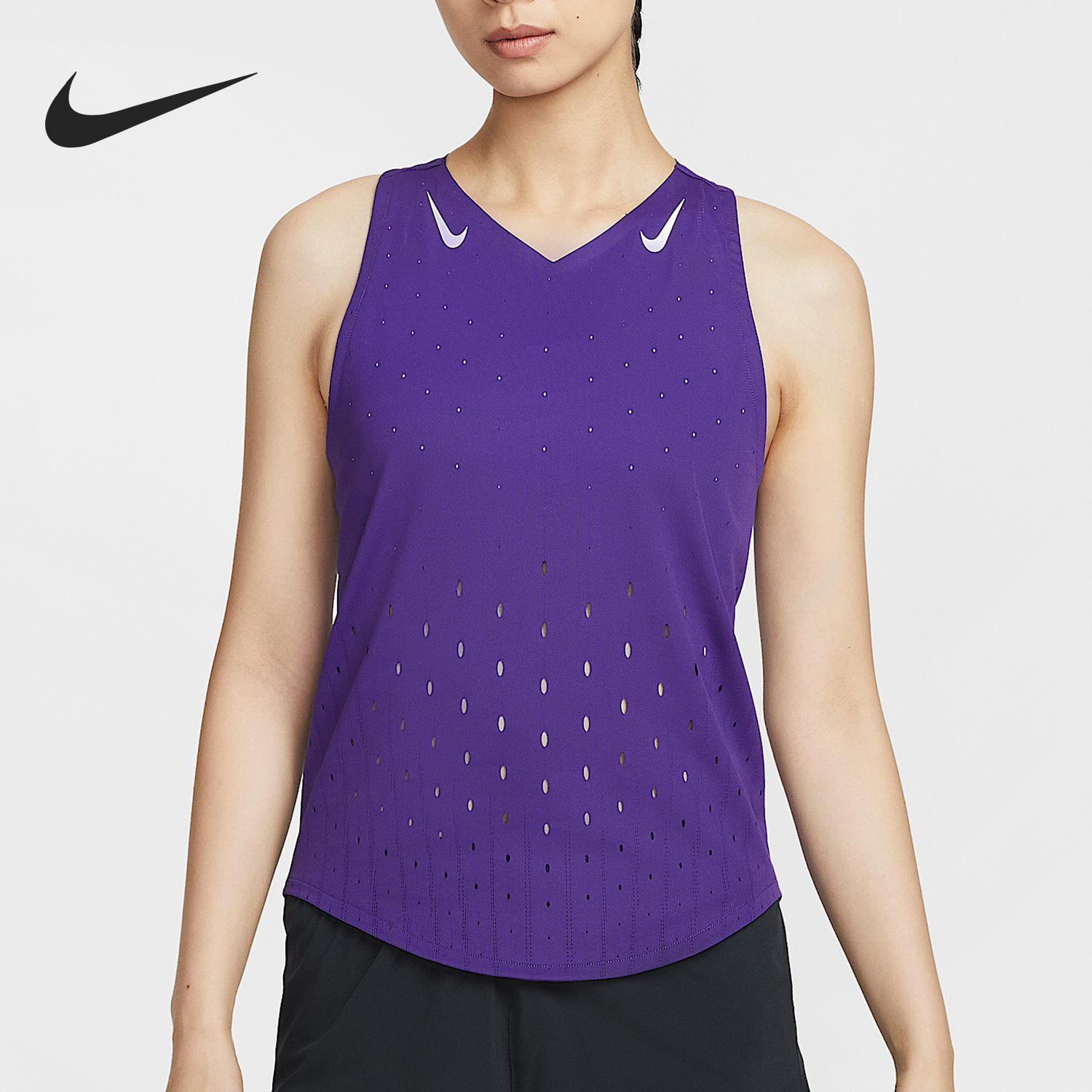 Nike/耐克正品Dri-FIT女士透气运动网眼跑步背心FN2505-547