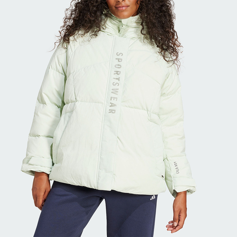 阿迪达斯女士简约字母保暖羽绒服