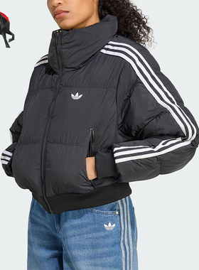 Adidas/阿迪达斯正品三叶草女士休闲运动保暖短款立领棉服JX2970